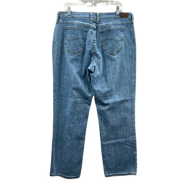 Lee Jeans Womens 16 Relaxed Straight Leg Blue Stretch Denim Casual Comfo… - Picture 2 of 9